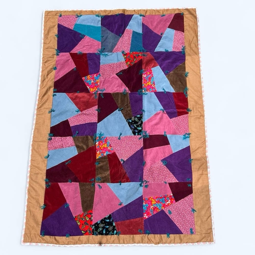Hand crafted corduroy/velvet patchwork quilt